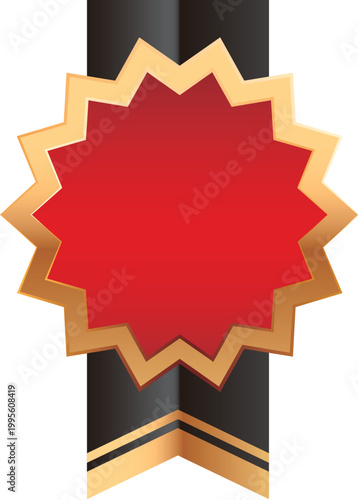 Golden red star badge with black badge