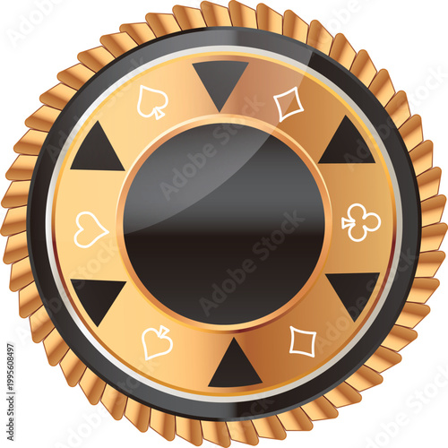 Golden badge with poker icons