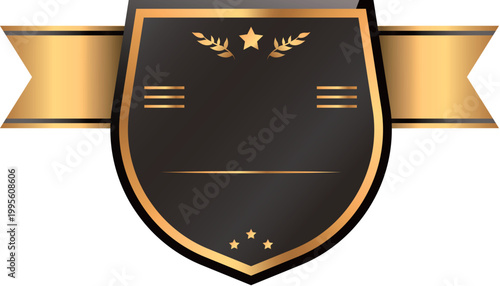 Black  shield with golden ribbon and stars