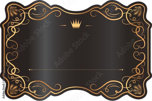 Luxury dark frames with golden pattern and crown