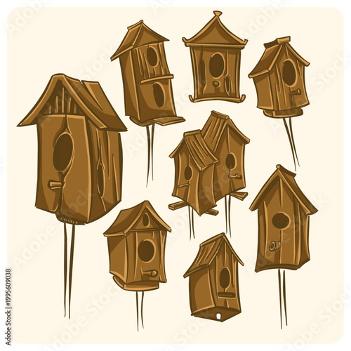 Cute Wooden Birdhouse Collection for Garden Decoration