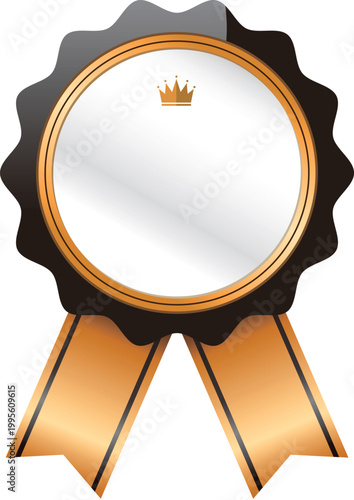 Silver badge with golden star and ribbon