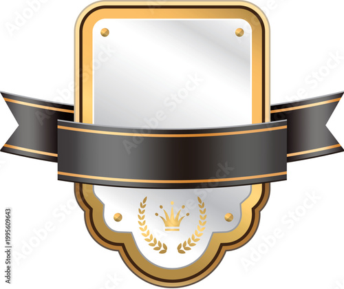 Silver badge with golden crown and frame