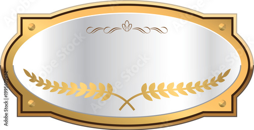 Silver badge with golden crown and frame