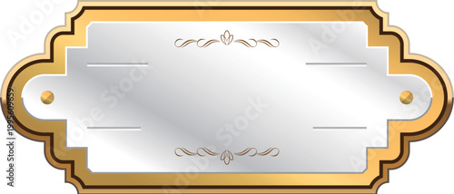 Silver badge with golden crown and frame