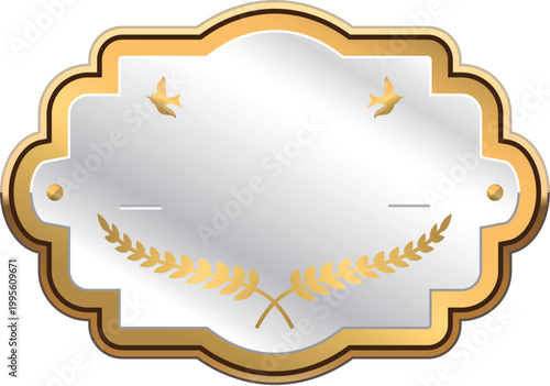 Silver badge with golden crown and frame