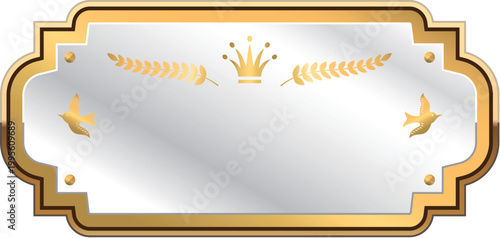 Silver badge with golden crown and frame