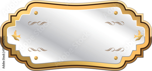 Silver badge with golden crown and frame