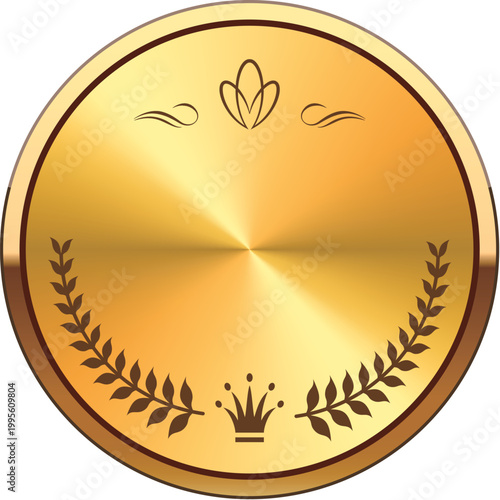 Golden badge with crown and ear of rice