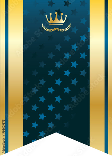 Golden badge or label with blue line