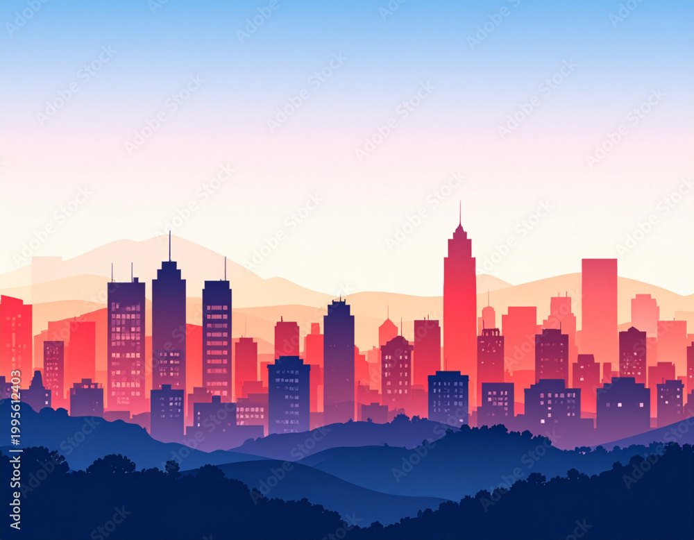 Obraz premium Urban Skyline Gradient Horizon