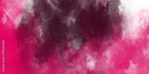 Bold magenta and dark plum watercolor background with textured paint clouds and bright pink accents for artistic applications