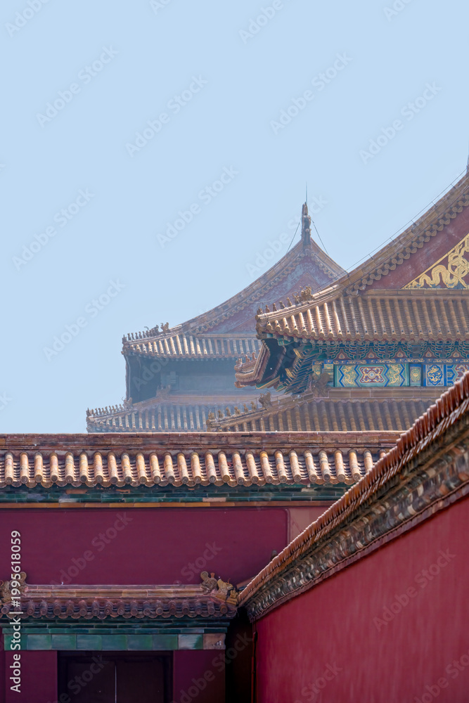 Fototapeta premium Chinese Ancient Architecture with Traditional Roofs