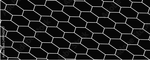 Black seamless hexagon pattern. Repeating honeycomb texture background. Geometric hexagonal halftone tech overlay backdrop. Abstract repeated hex texture. Vector retro technology dot wallpaper