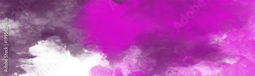 Energetic fuchsia and deep violet watercolor texture with abstract paint clouds and white highlights for graphic design