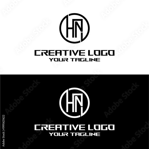 creative letter logo hn design vector