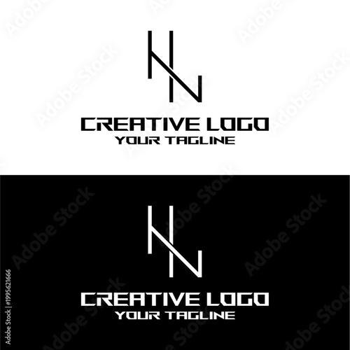 creative letter logo hn design vector