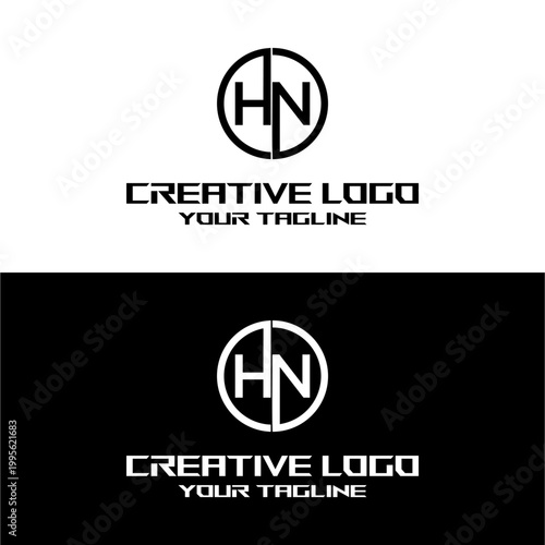 creative letter logo hn design vector