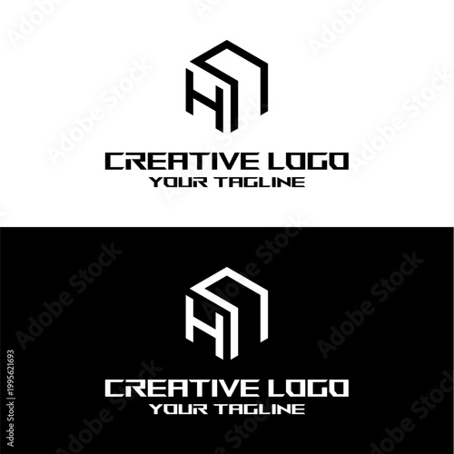 creative letter logo hn design vector