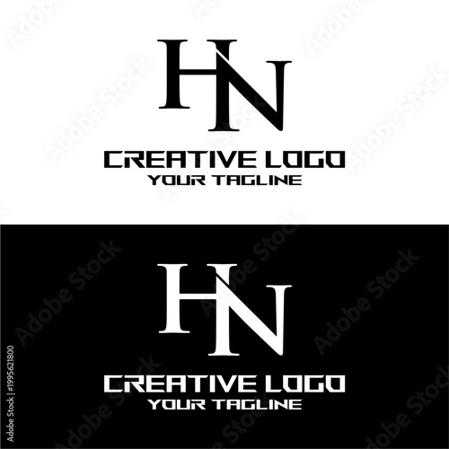 creative letter logo hn design vector