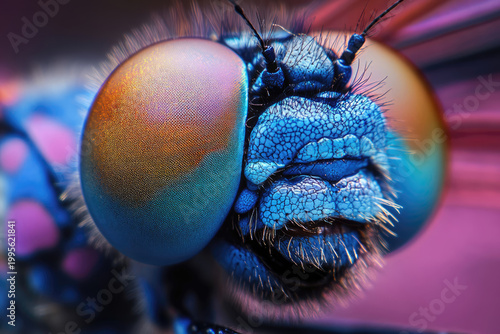 Detailed UV Reflective Patterns in Dragonfly Eye Facets Macro