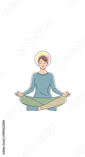 Person Meditating Peacefully in Lotus Pose with Aura