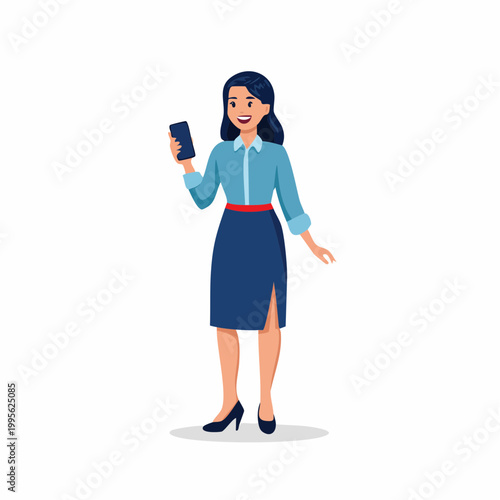 Woman in Business Attire Holding a Smartphone