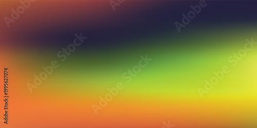 abstract background featuring a soft blend of orange, yellow, lime green, and deep purple tones.