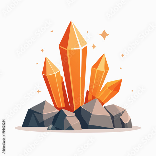 Orange Crystals Growing from Rocks