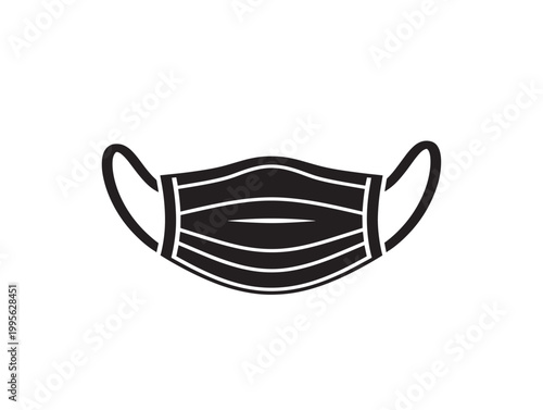 black surgical mask icon flat design vector illustration