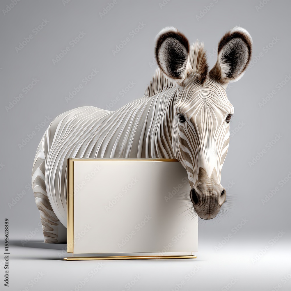 Naklejka premium A stylized zebra presenting a blank canvas for creativity.
