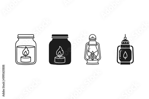 Candle Lantern and Jar Icons