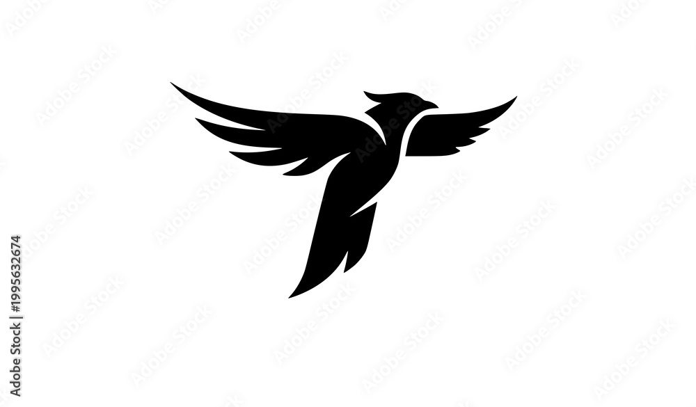 Fototapeta premium Letter T bird logo with negative space abstract design and flying bird symbol vector illustration