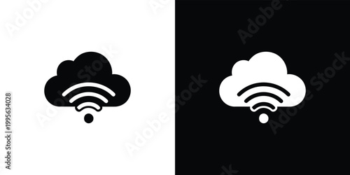 Black and white of a lightbulb and a cloud with lightning bolt symbols