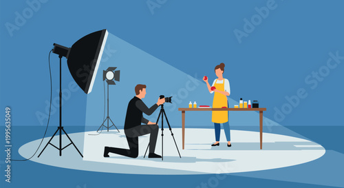 Studio Photography Session with Photographer and Model in Professional Photo Shoot Setup