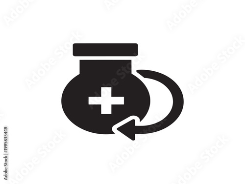 prescription refill icon with circular arrow flat design vector illustration