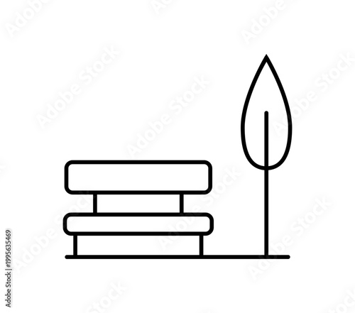 Vector illustration of a park line icon on a white background.