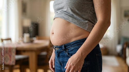 Woman's Body Showing Excess Fat and Weight Gain Concerns