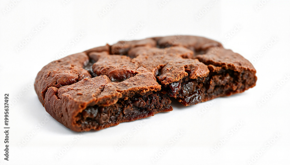 Fototapeta premium Chocolate brownie dessert with a gooey center on white background 