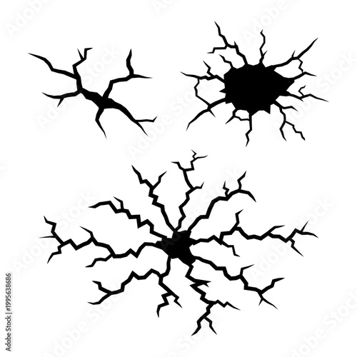 Vector Wall Cracks or Cracked Glass Texture Graphic