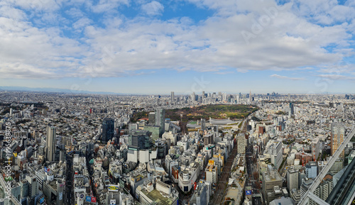 Tokyo Cityscape from Shibuya Sky Rooftop Observation Deck	
