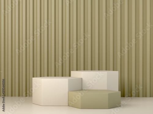 Fotografie Minimal aesthetic scene for silent luxury product display with podium and clean lines, subtle tones and balance evoke sere elegance