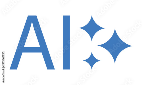 AI Text with Sparkle Stars Icon Artificial Intelligence Symbol Modern Technology Design