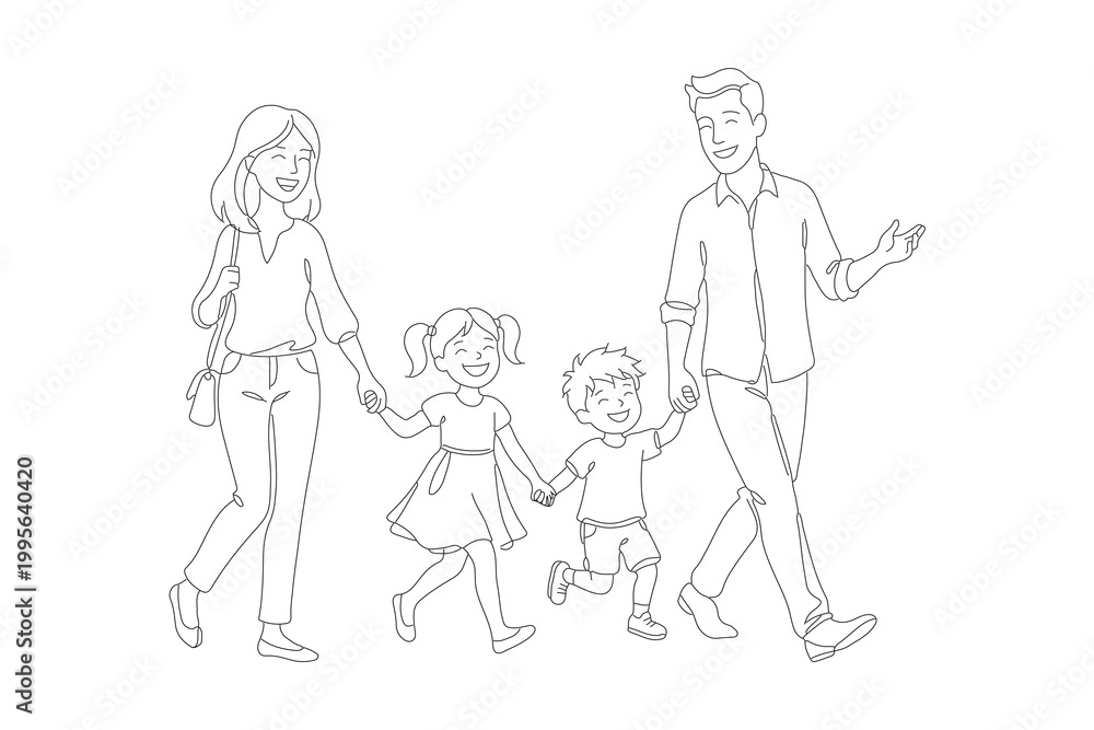 Naklejka premium happy family holding hands together