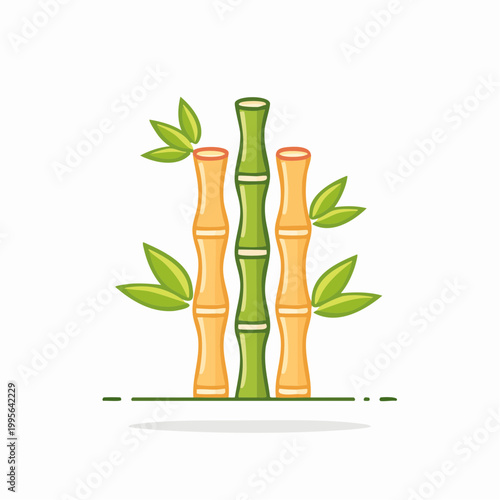 Stylized Bamboo Stalks with Leaves