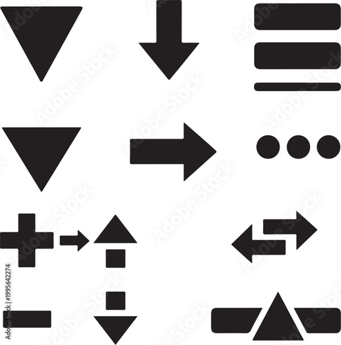 Free Download Black geometric navigation icons, arrow symbols, and shapes, vector graphics set - GFXLoad