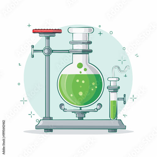 Chemistry Lab Equipment with Green Liquid