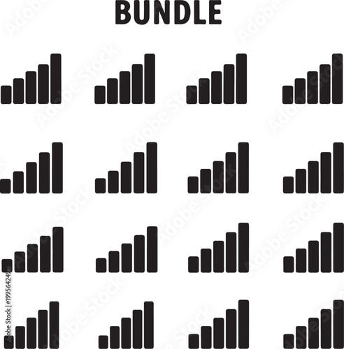 Bar chart icons, graph symbols, data visualization, business infographics bundle
