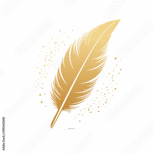 Golden Feather with Glittering Particles