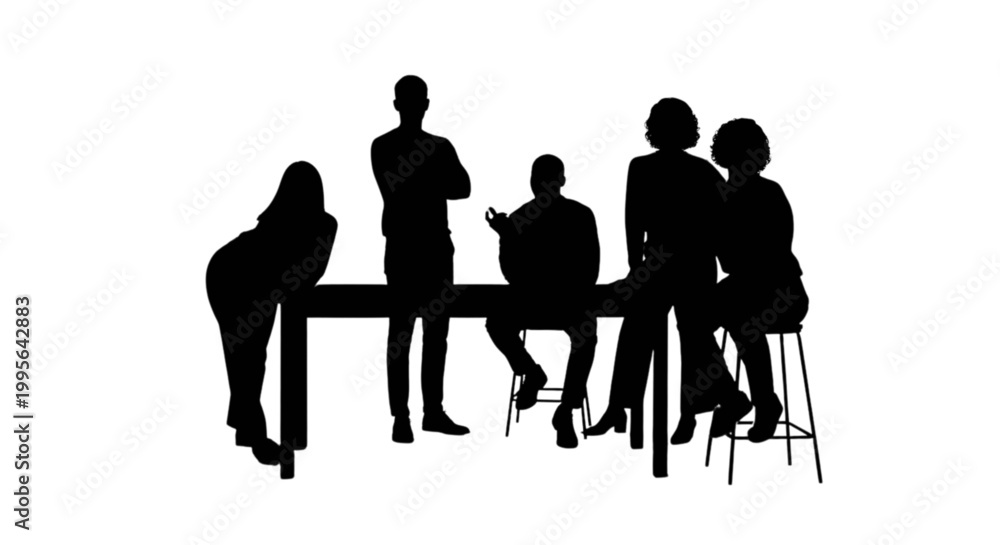 © Riyadkingline - Silhouette group discussing at table isolated on transparent background, Vector © Riyadkingline - Silhouette group discussing at table isolated on transparent background, Vector